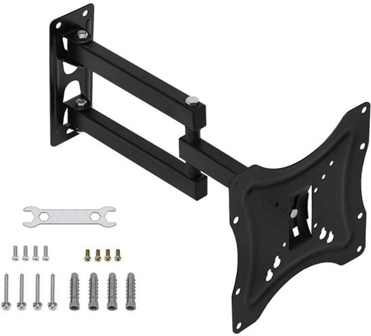 TV Muurbeugel - Monitorsteun Wandmontage - TV Ophangen - Verstelbare Hoek - 14-42 inch - Zwart