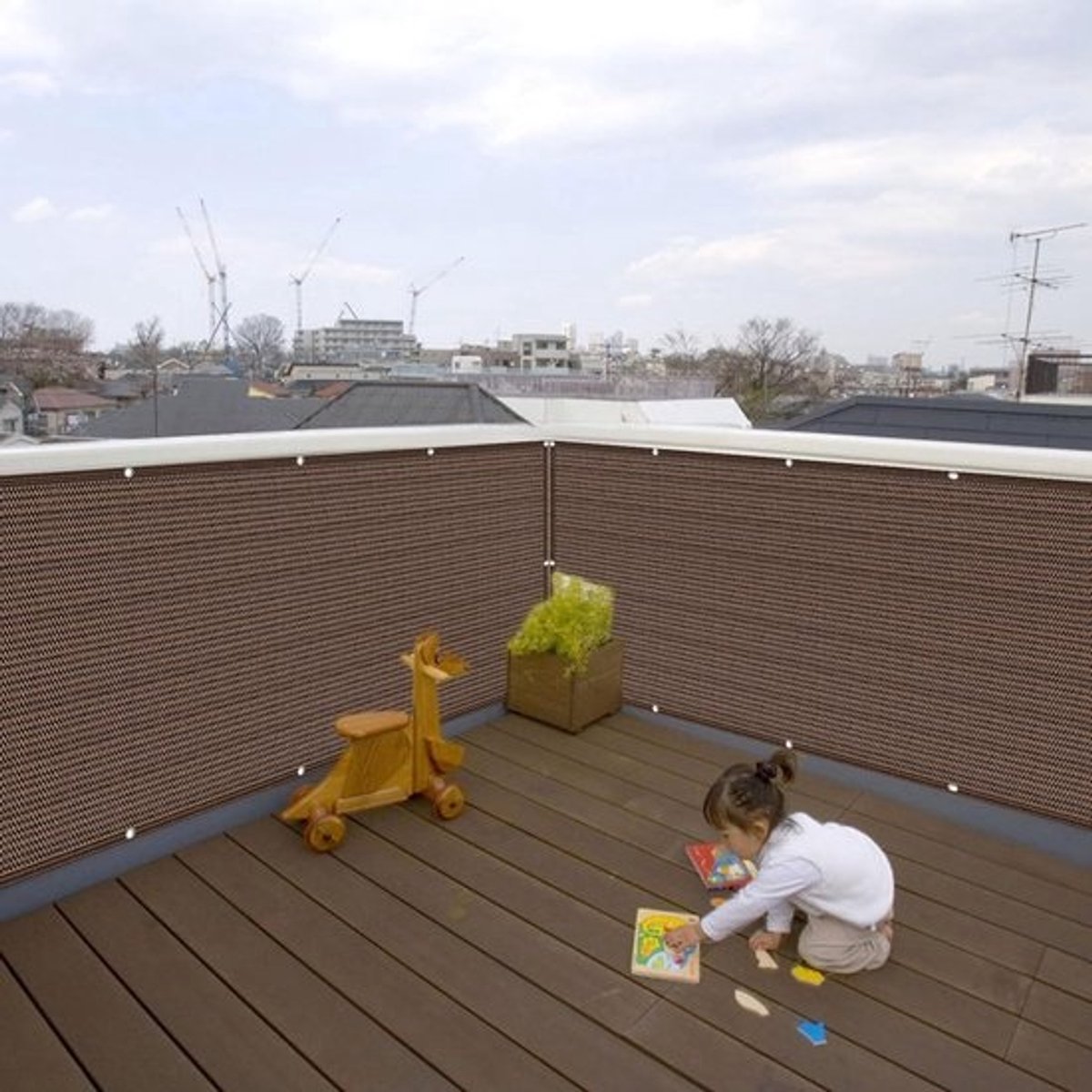HDPE Balkon Privacyscherm 115x200 cm Bruin - UV-Bescherming en Windscherm voor Balkon en Terras