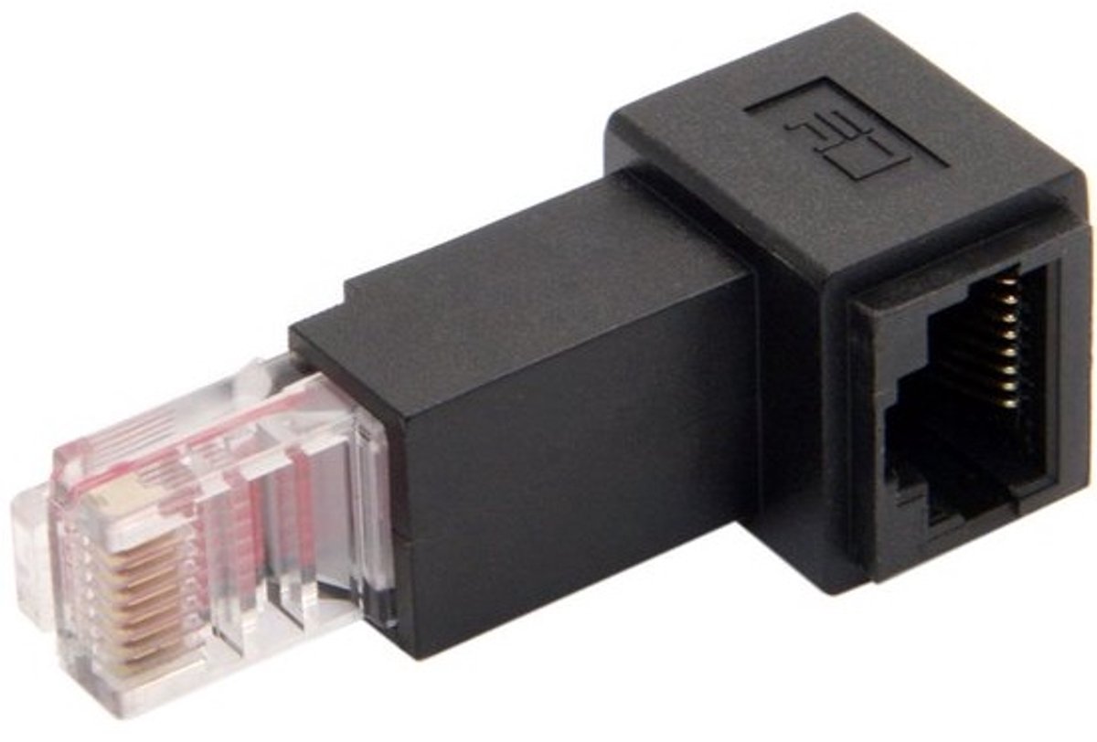 Cat6 Cat5e Mannelijke naar Vrouwelijke LAN Ethernet Adapter 90 Graden