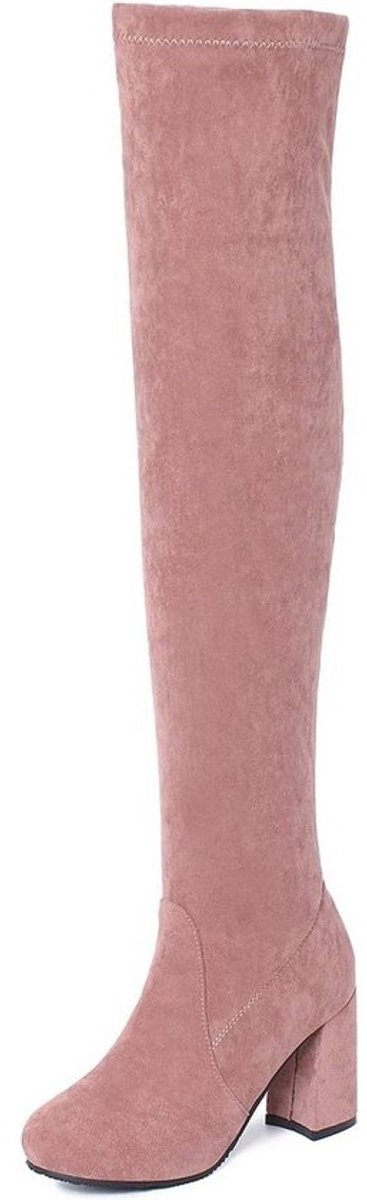 Dames Overknee Laarzen Warm Gevoerd met Stabiele Blokhak (8 cm) voor Herfst & Winter