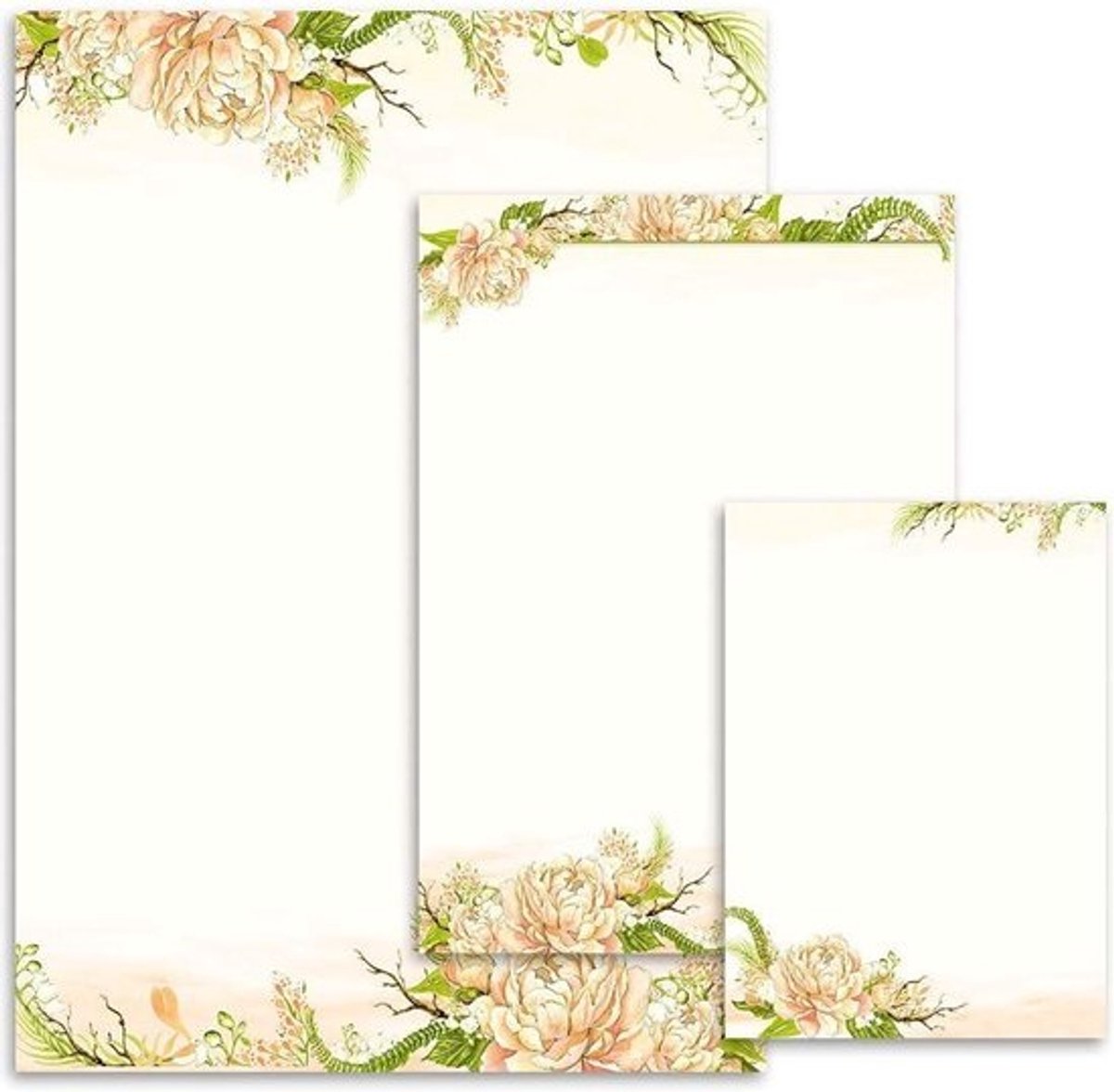 Motiefpapier Bloemen - Briefpapier Rozen - Decoratieve Communicatie - Professionele Offsetdruk - DIN A4 100 vellen - Crème Oranje