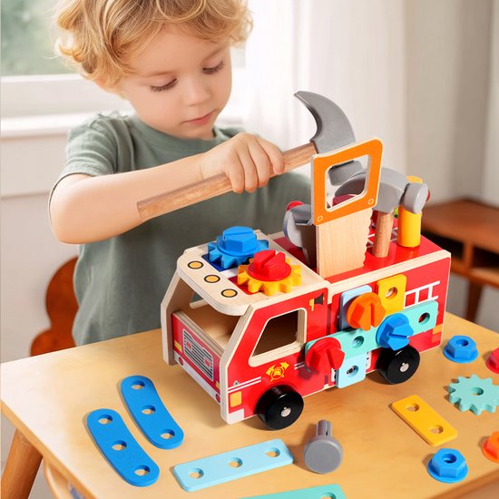 Kindergereedschap Speelgoed Set - Houten Speelgoed Voor Kinderen - Fine Motorische Vaardigheden Gereedschap Set - Puzzel Educatief Speelgoed - Geschikt Voor Jongens En Meisjes Ouder Dan 3 Jaar — afbeelding 4