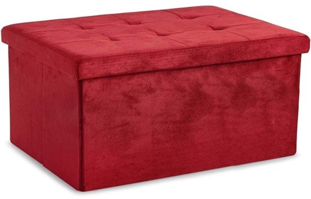 Opbergpoef met Velvet Bekleding - Zitbank, Voetenbank en Dubbele Opbergruimte