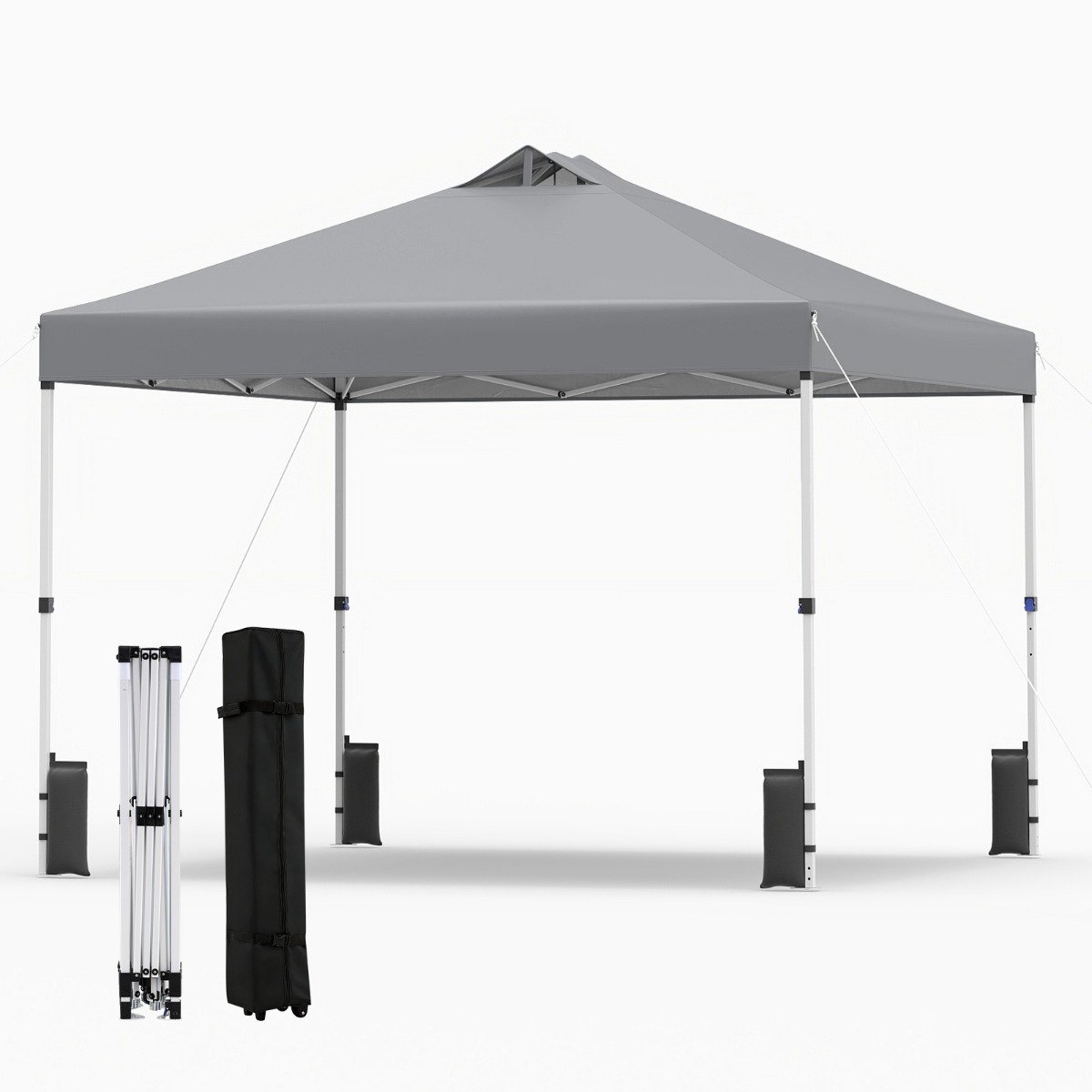 SureDeal® - Partytent - Pop Paviljoentent - Stevig - Zilverkleurig Dak Draagbaar - Zandzakken Haringen - 300x300x250 cm - Blauw