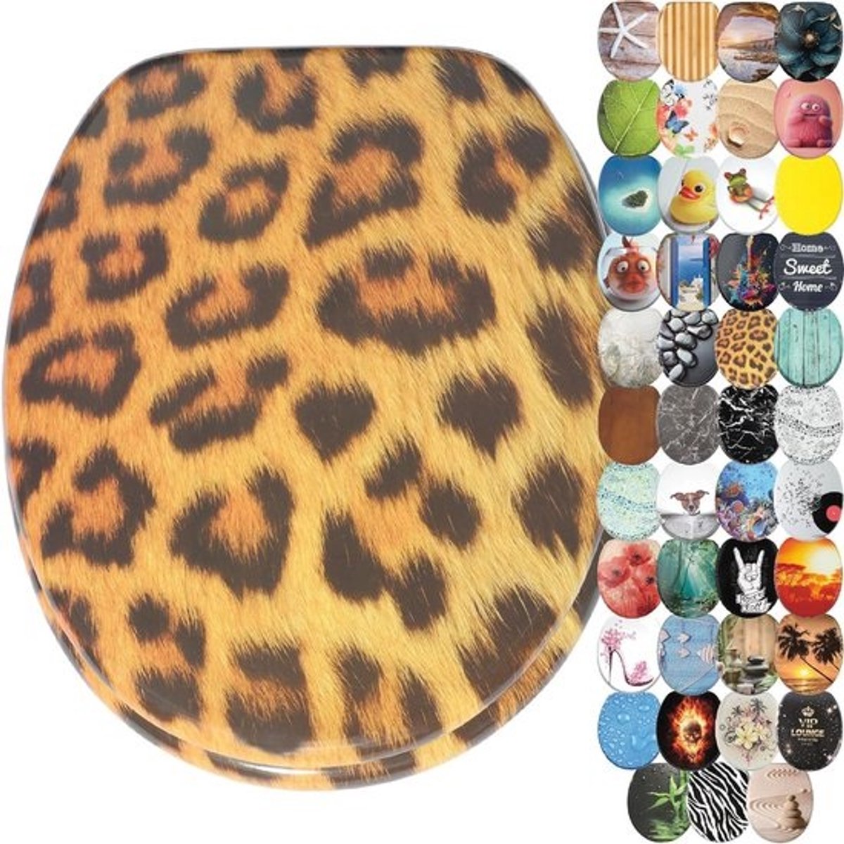 Toiletbril met Softclose Mechanisme van Hoge Kwaliteit in Stijlvol Leopard Motief