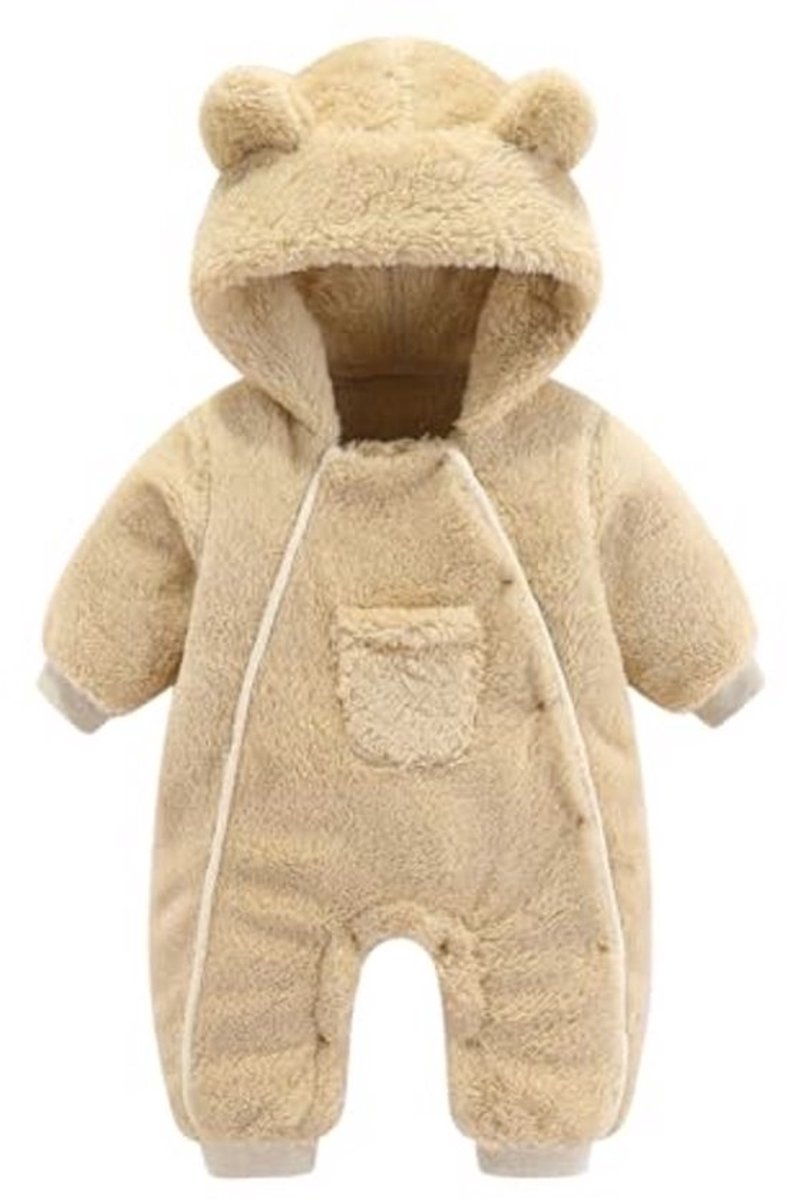 Sneeuwpak voor Pasgeboren Baby met Capuchon - Warm Fleece Jumpsuit voor Herfst en Winter
