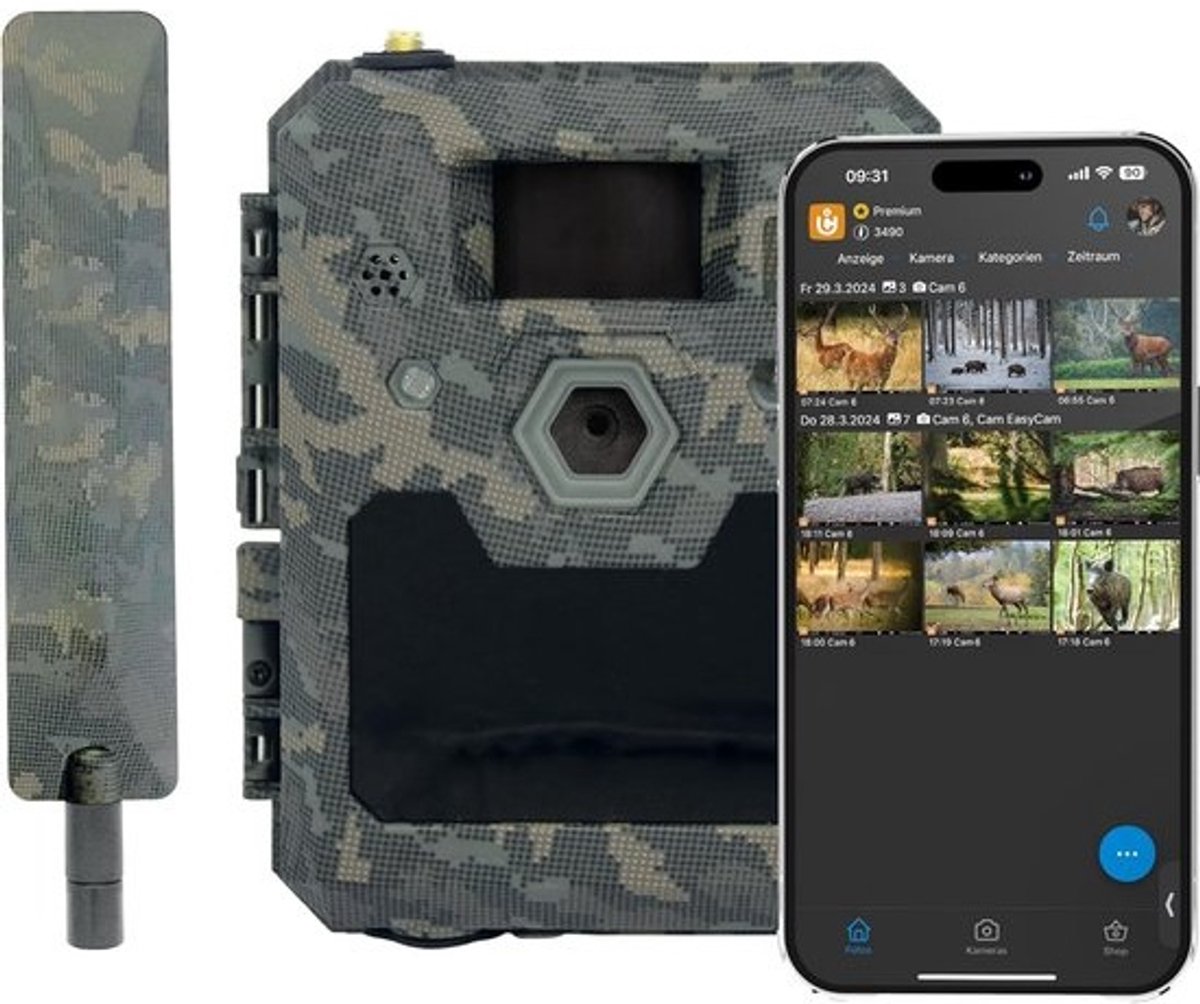 SnelShoppen - Wildlife Camera 4G met Full HD Beelden, Nachtzicht, Bewegingssensor, Mobiele App en 16GB SD Kaart - Perfect voor Natuurwaarneming en Bui