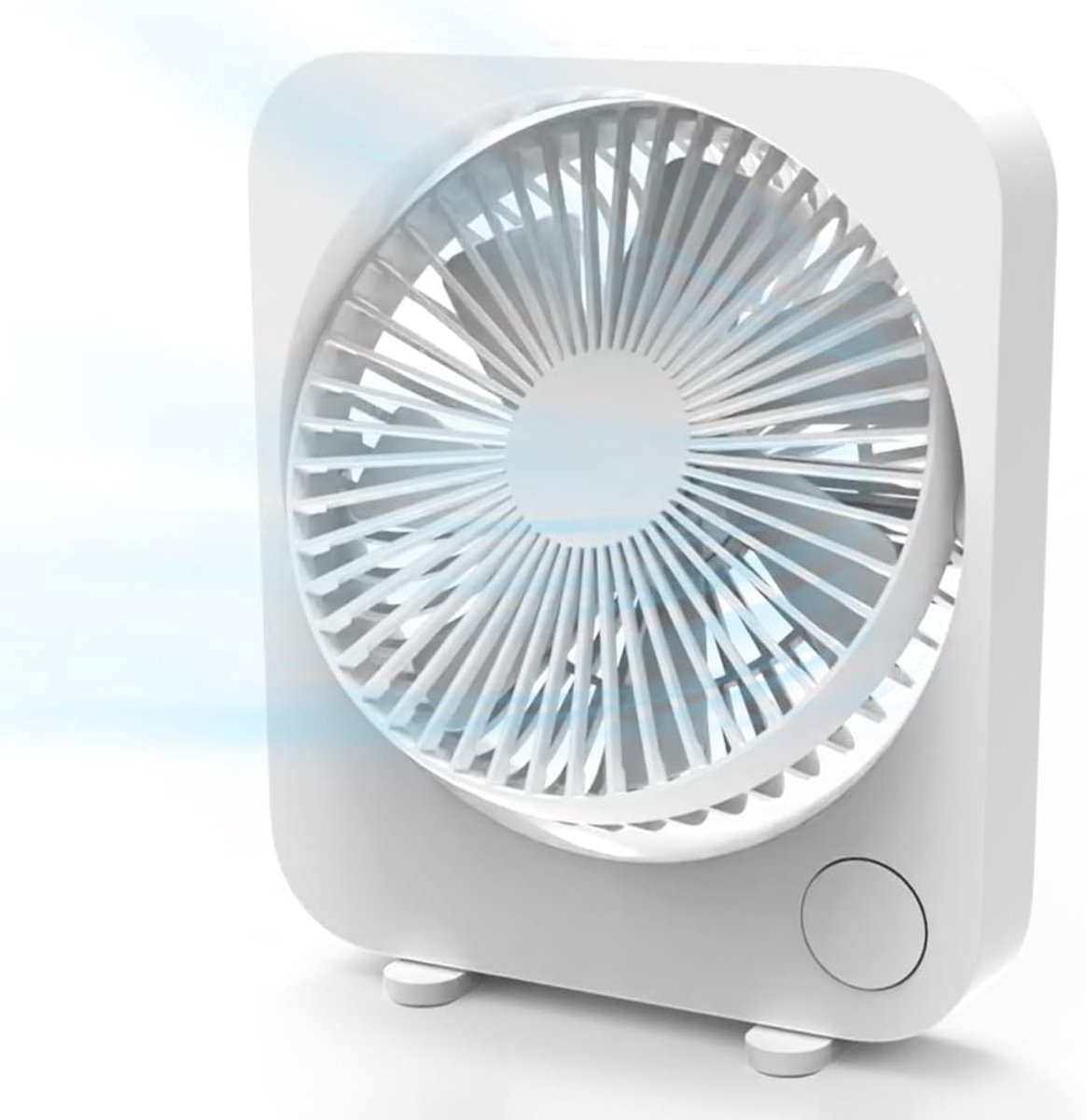 Oplaadbare Bureauventilator - Wit - Draagbare Ventilator met 2000 mAh Batterij - Voor Kantoor, Slaapkamer en Reizen