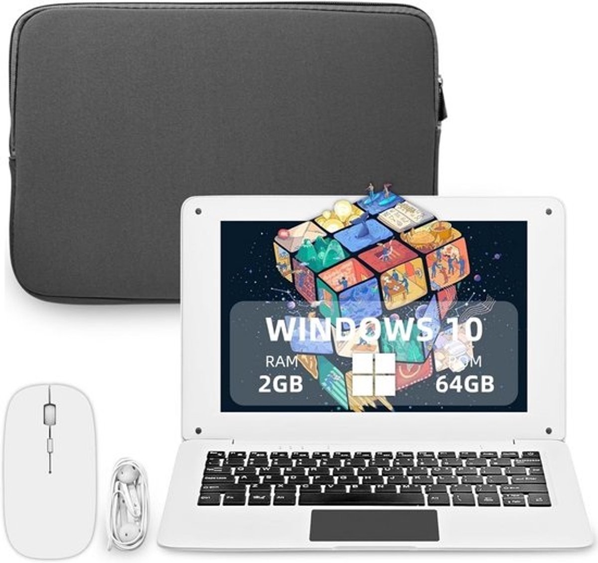 Image of 10,1 inch Windows 10 Laptop met 8GB RAM en Office 365 - Inclusief Laptoptas, Muis en Meer