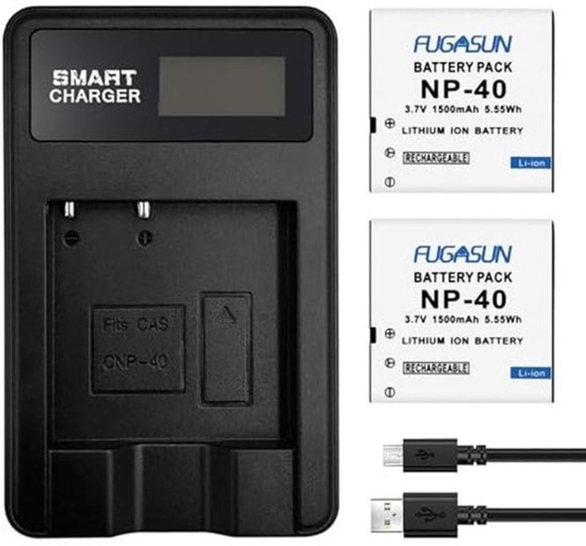 2 Stuks 1500 mAh Batterij met Oplader voor Casio Camera