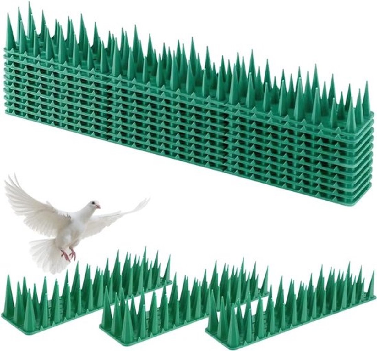 10 Stuks Vogelafweerspikes Kunststof Groen - Effectieve Duiven- en Kattenafweer