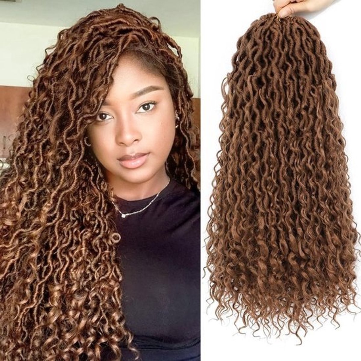 Bohemian Gehaakte Vlechten voor Golvend Haar - 45 cm, 6 Verpakkingen