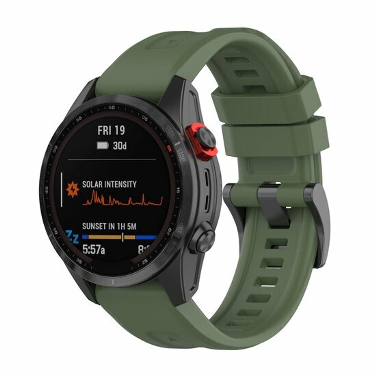 By Qubix - Geschikt voor Garmin bandje - 26mm Quickfit - Siliconen sportbandje - Leger groen - Geschikt voor Garmin Fenix 9 / 9 pro - 51mm