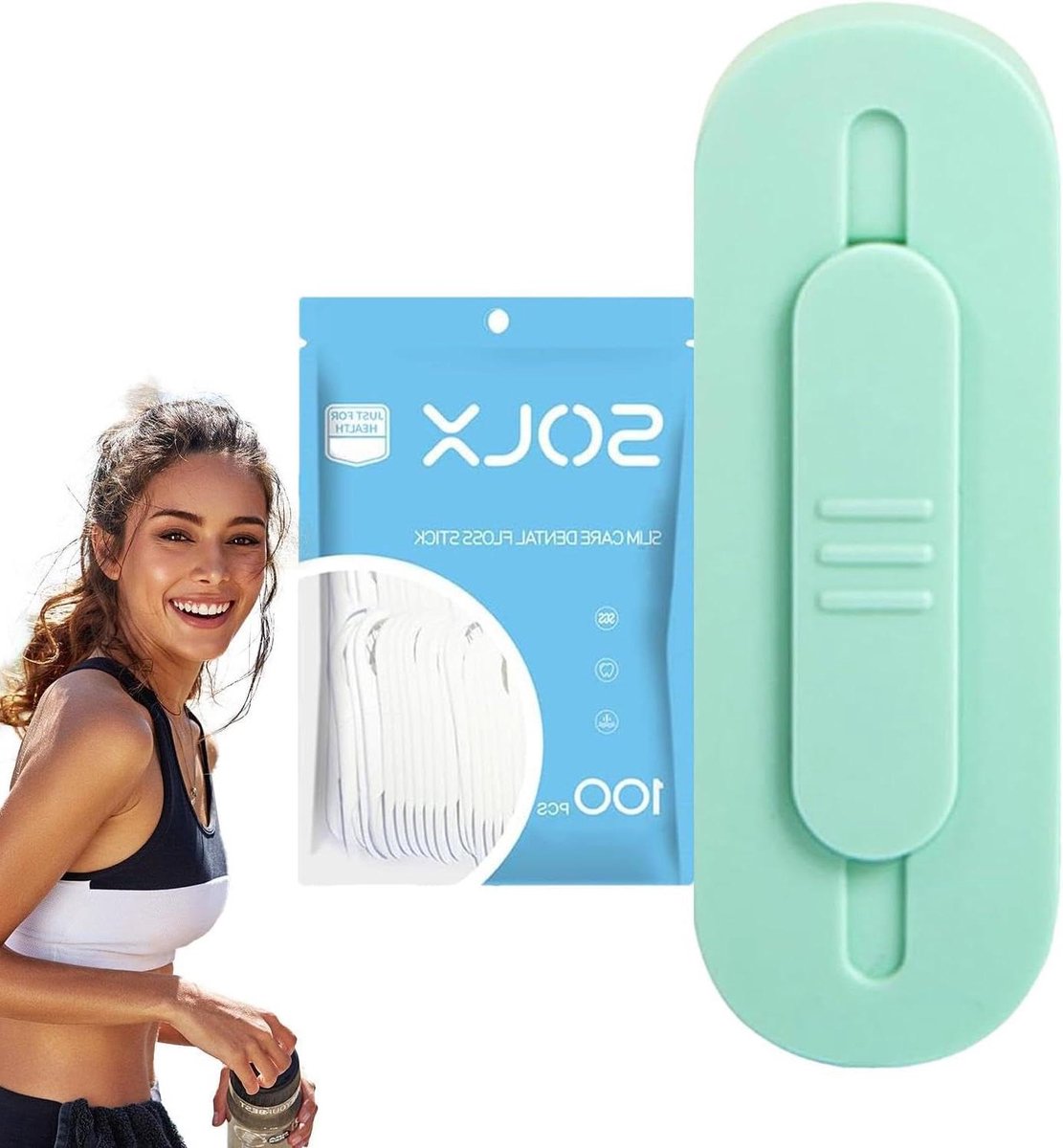 Draagbare Flosser - Reis Flosshouder - Mondhygiëne Onderhoud - Inclusief Tandenstoker - 110 Plectrums - Wit Groen Roze
