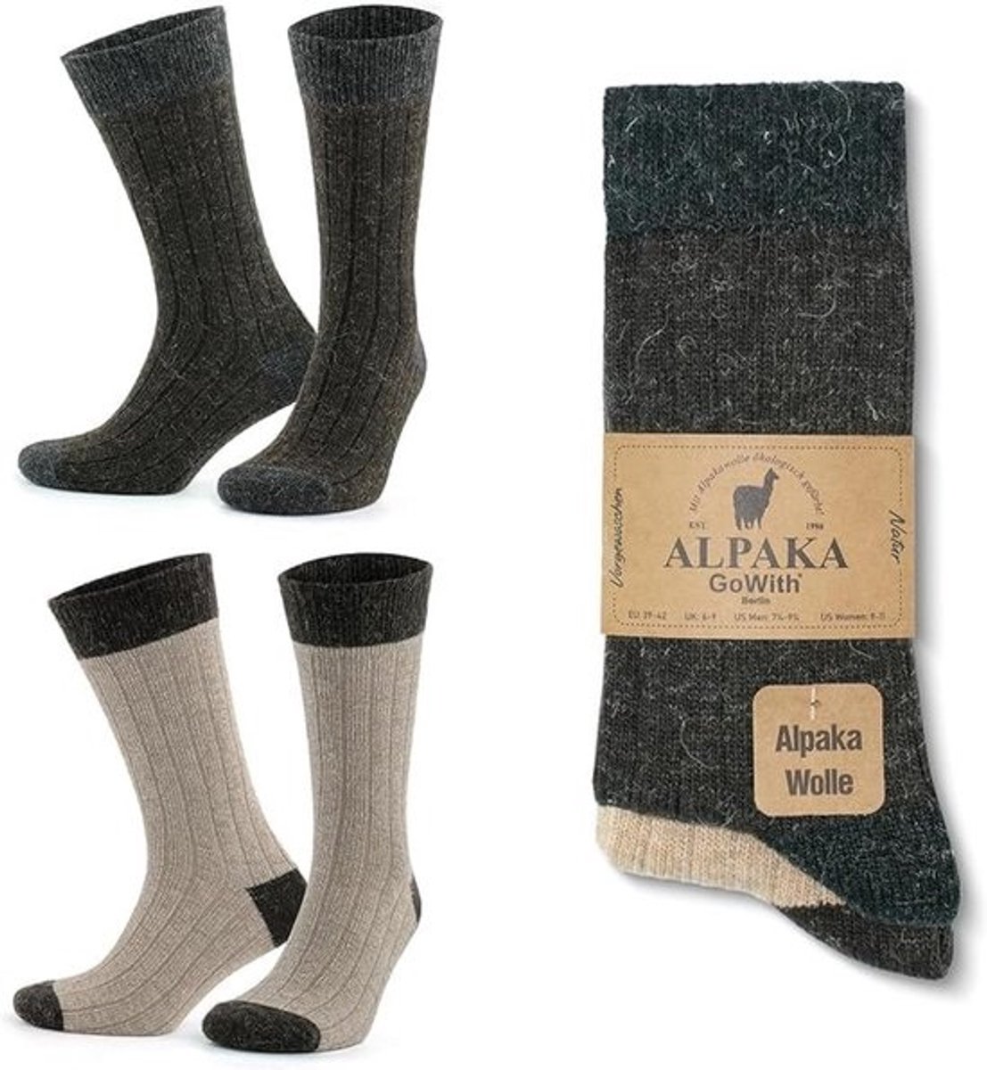 2 Paar Warme Thermische Sokken van Alpacawol - Dikke, Pluizige Wintersokken