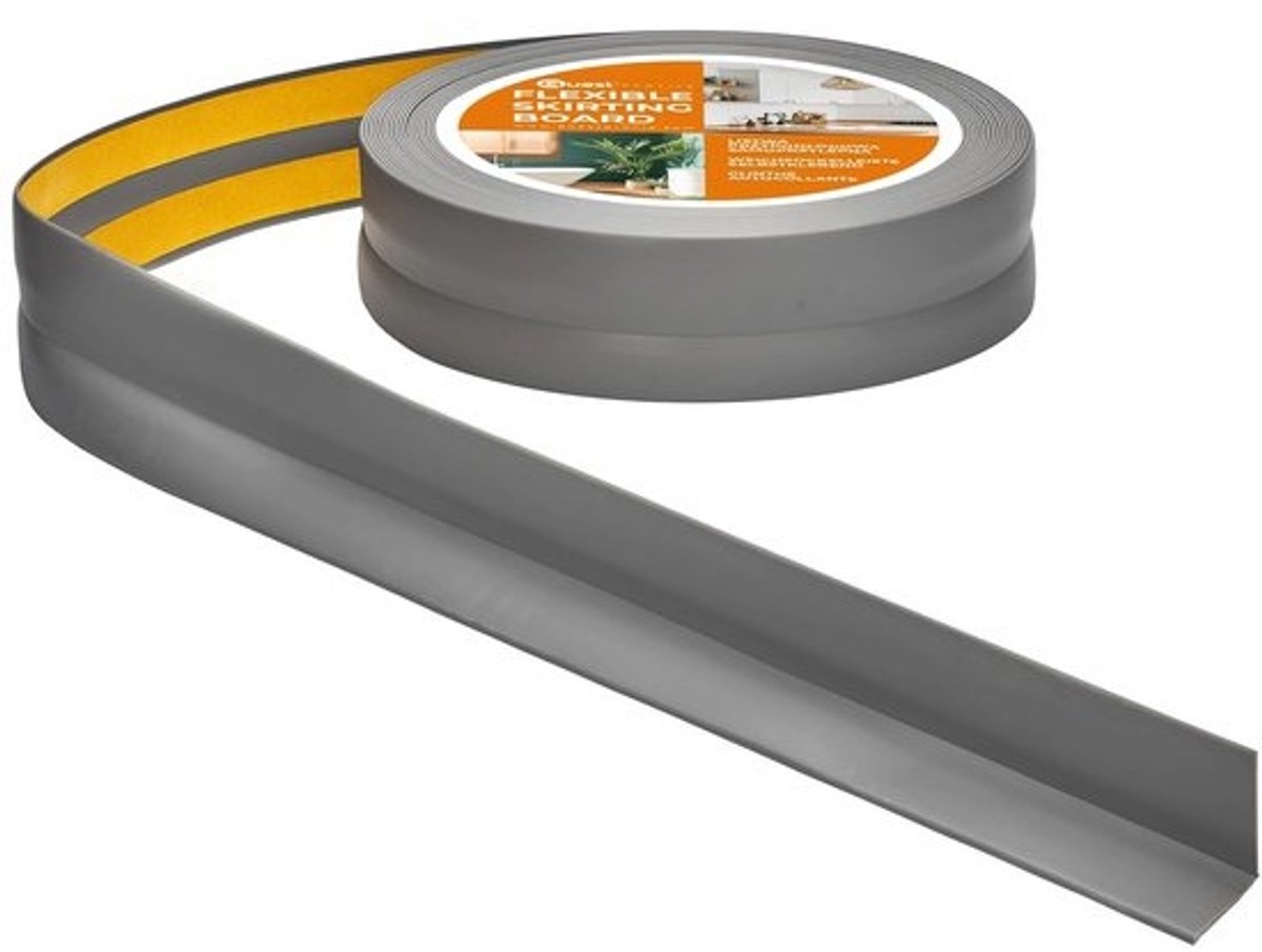 Zachte Plint - Afwerkstrip Sealtape - Ruimtes Afwerken - Zelfklevend Flexibel - 30 mm x 30 mm - Donkergrijs