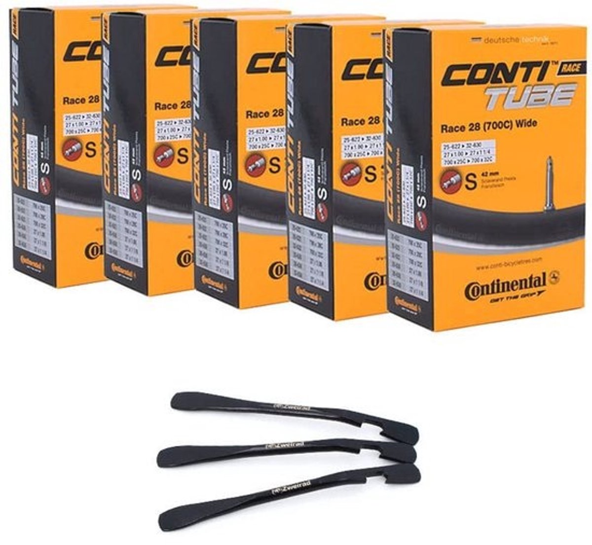 Fietsbinnenband 28 inch Race Wide 25/32-622/630 met 3 Bandenlichters en 5 Stuks