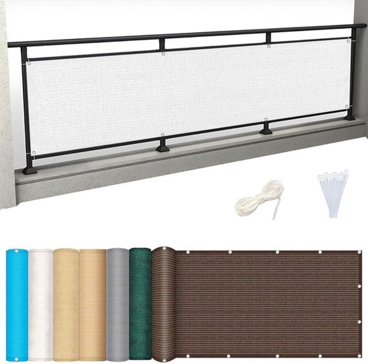 Balkon Privacy Scherm 80x200 cm Wit UV-Bestendig Scheurvast Zonwering