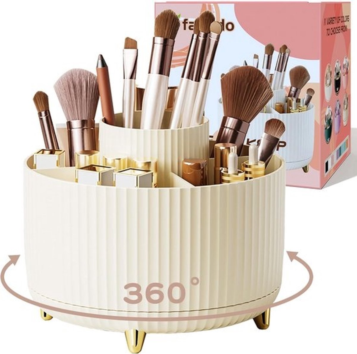 Draaibare Make-up Organizer - 360 Graden Makekwast Houder en Opbergrek voor Toilet- en Badkamermeubel