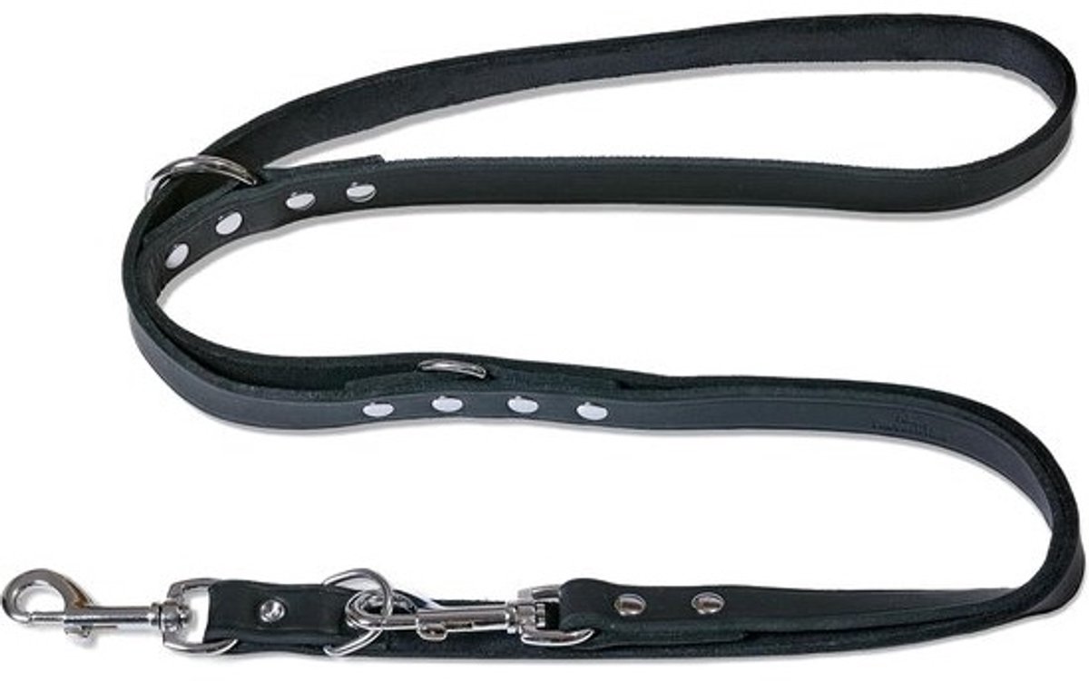 FREUDENTIER Hondenriem van leer, 2 m, leren riem, verstelbaar, hondenriem van gecertificeerd vetleer voor kleine, middelgrote en grote honden, Alsterufer collectie (Midnight, 16 mm breed)