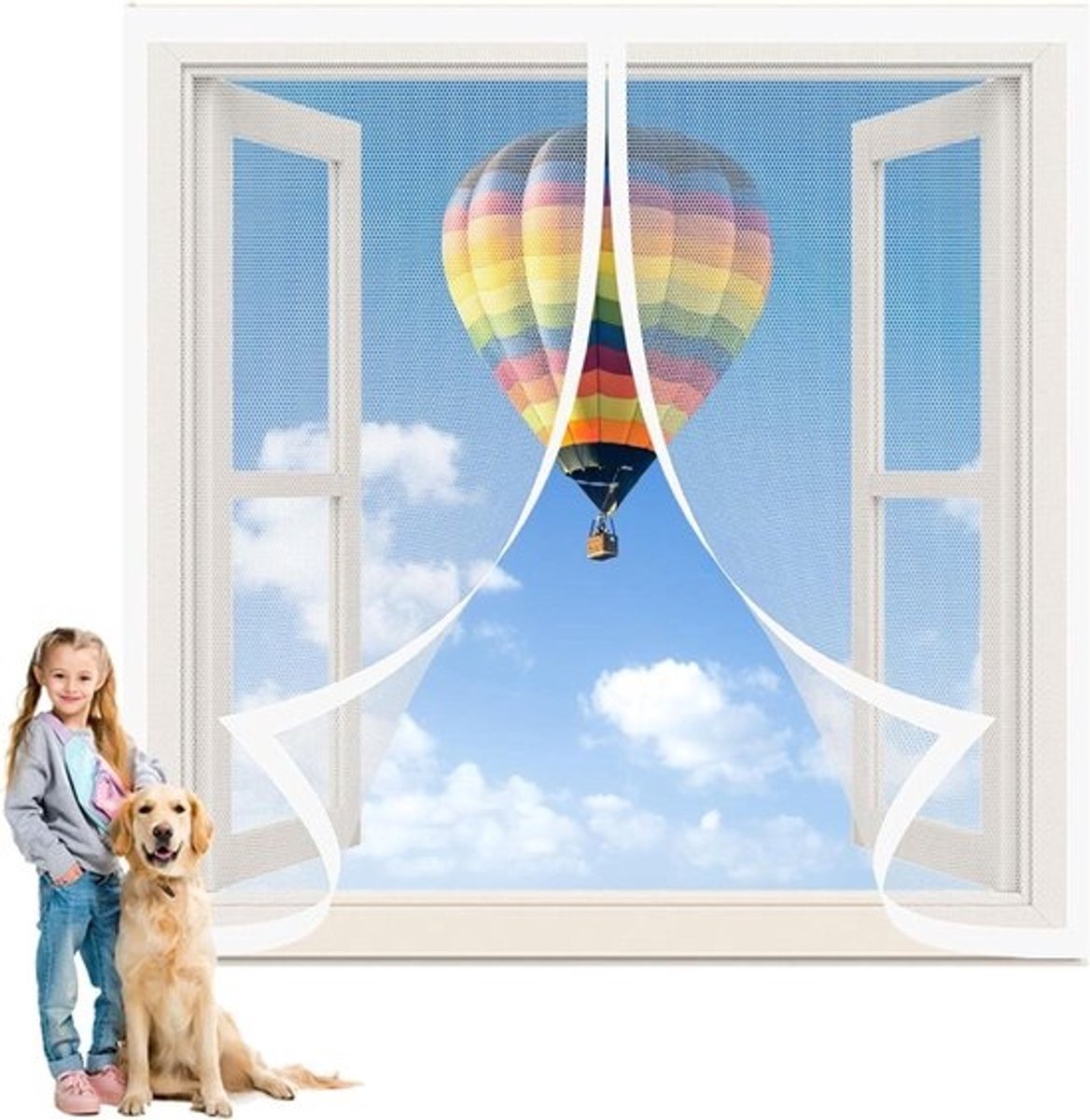 Magnetische Horren - Insectenhor Raam - Frisse Lucht - Zelfsluitend - 96 x 100 cm - Wit