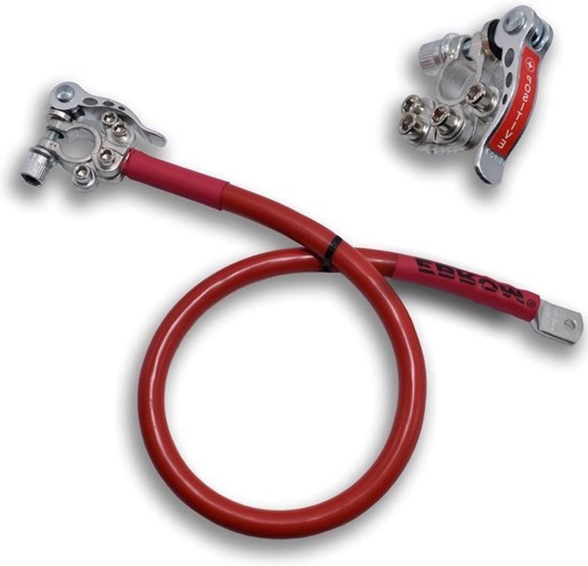 Accukabel met Poolklem - Autokabel Batterijkabel - Voertuigonderhoud - Snelsluiting - 35 mm² - Rood