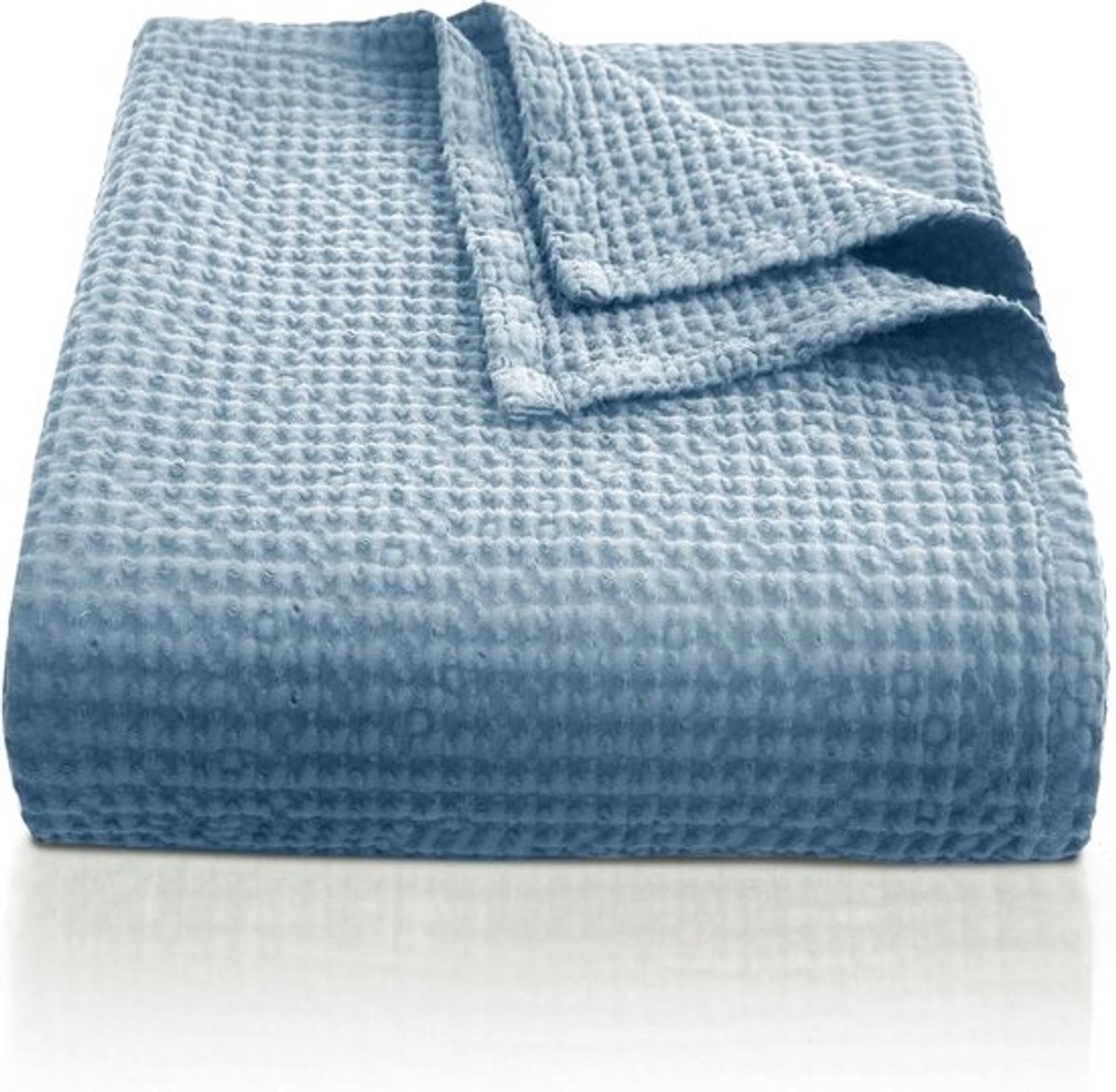 Katoenen Woondeken - Sprei Plaid - Bank en Sofa - Wafelpatroon - 150 x 200 cm - Lichtblauw