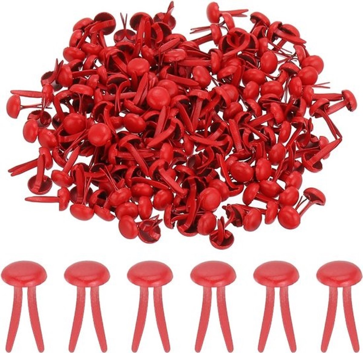 Papieren Bevestigingen - Mini Brads - Ambachtelijke Kunst - Metalen Materiaal - 200 Stuks - Rood
