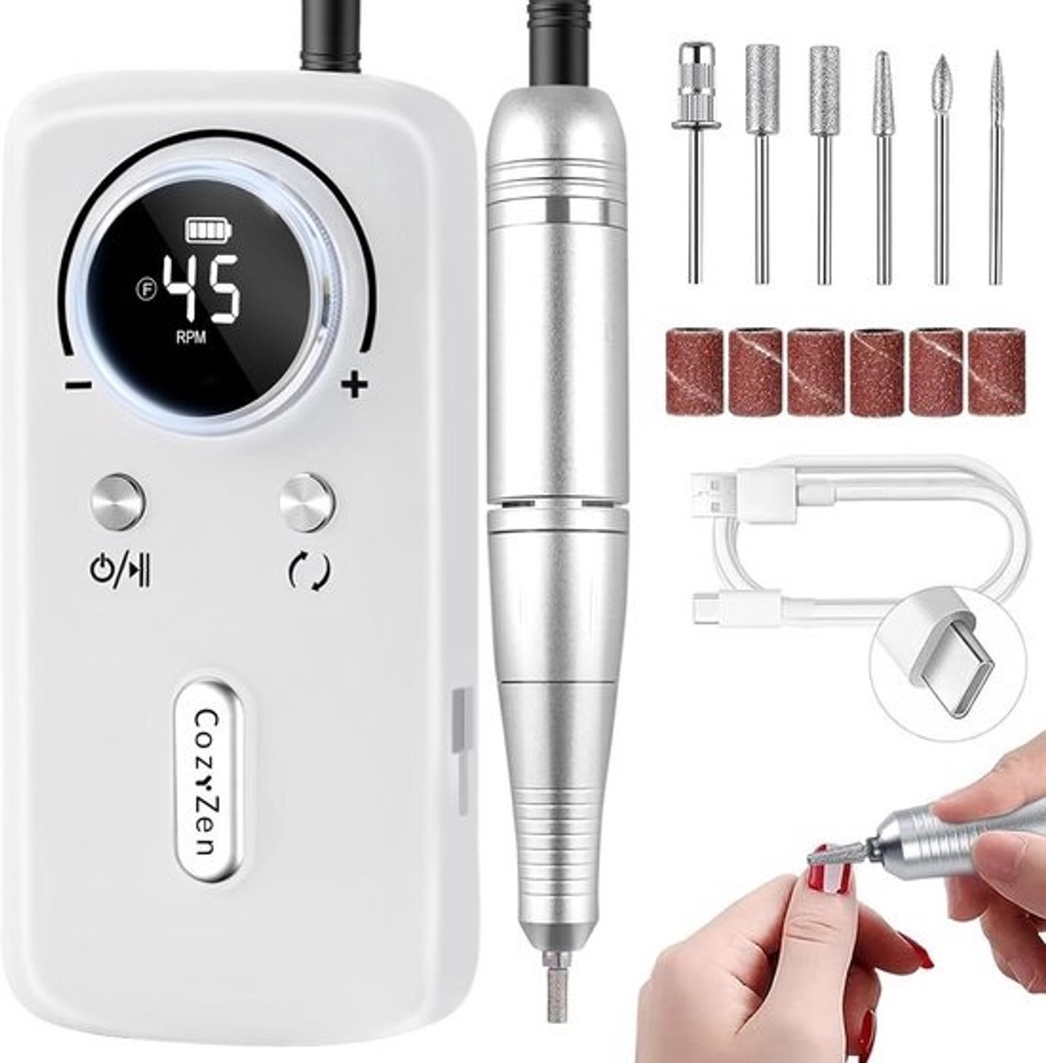 Draadloze Nagelboor 45000 RPM Elektrische Nagelvijlkit Oplaadbaar Manicure Pedicure Acryl Gel