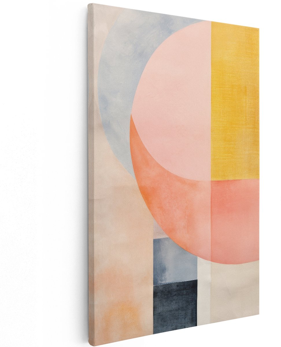 Artaza Canvas Schilderij Abstract - 120x180 cm - Groot - Wanddecoratie Modern - Muurdecoratie Geometrisch - Decoratie Woonkamer - Pastel
