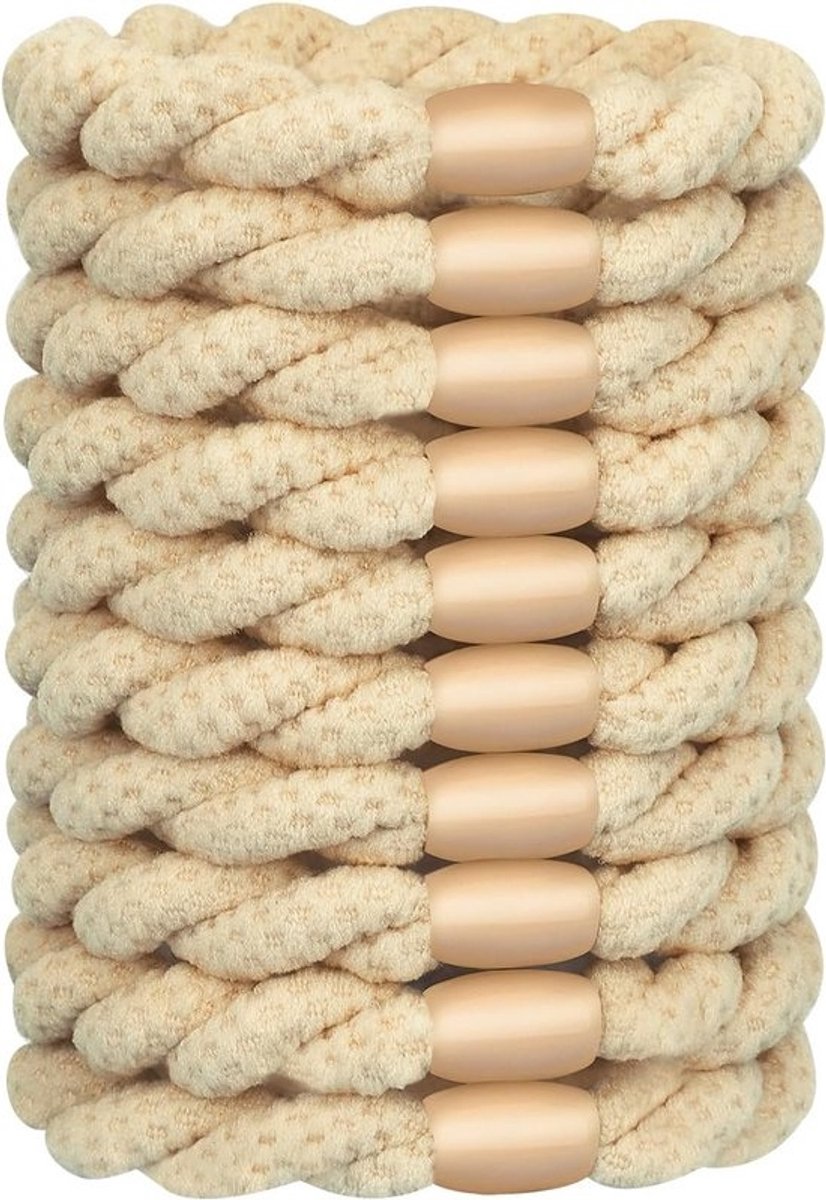 Haar Elastieken Dik Draad Zacht Stevig Geen Krullen 10 Stuks Beige