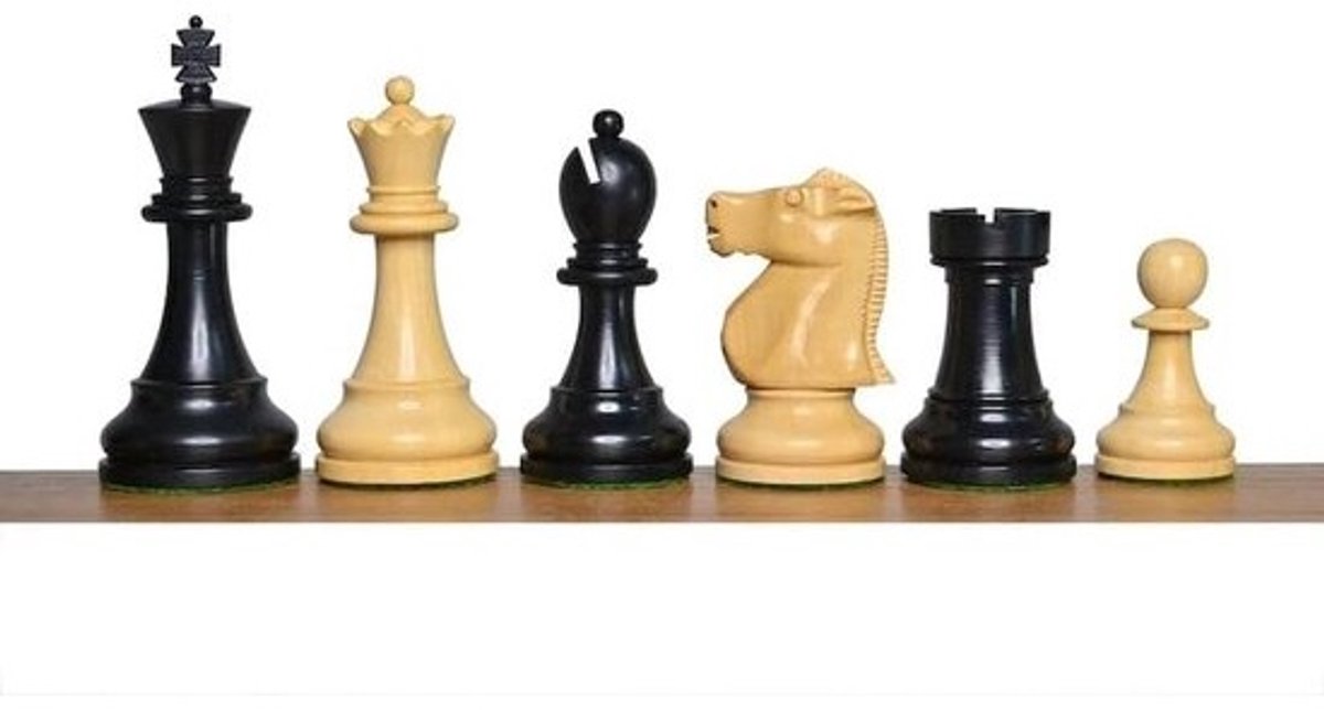 Gewogen Fischer-Spassky Schaakstukken Set 1972 - Massief Houten Schaakbord 9,5cm Koningshoogte