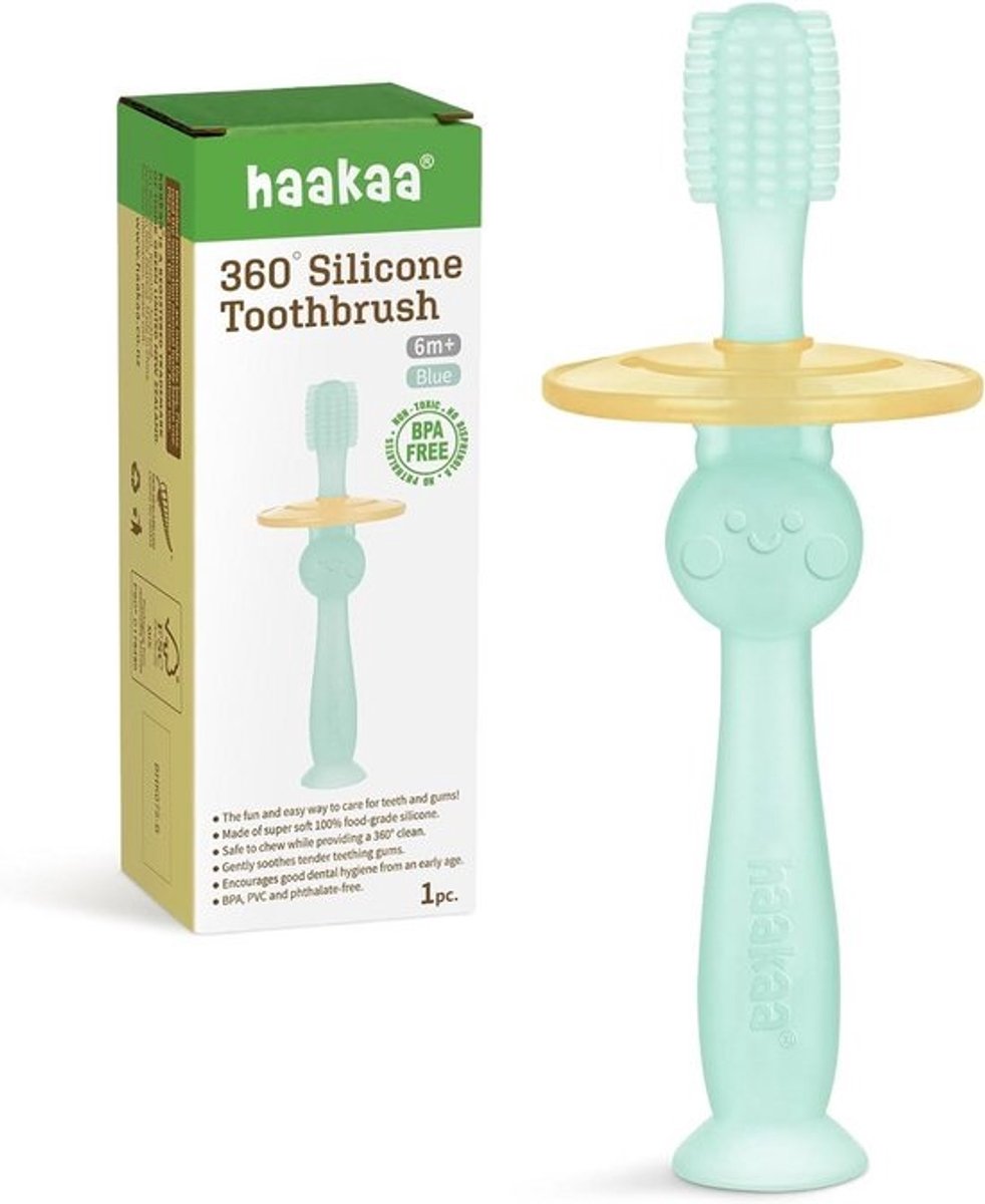 Haakaa 360° babytandenborstel met zuigbasis