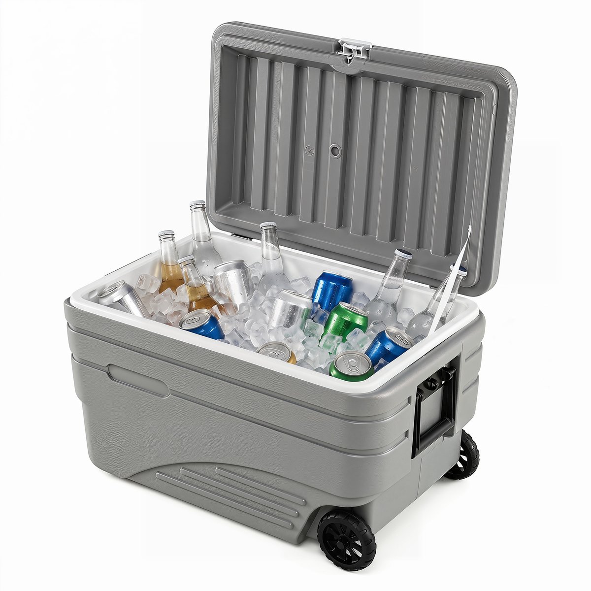 SureDeal® - Kamper - Draagbare Koelbox Wieltjes - Inklapbare Handgreep - Soepel rollende wieltjes - 70,5x44,5x44,5 cm - Grijs