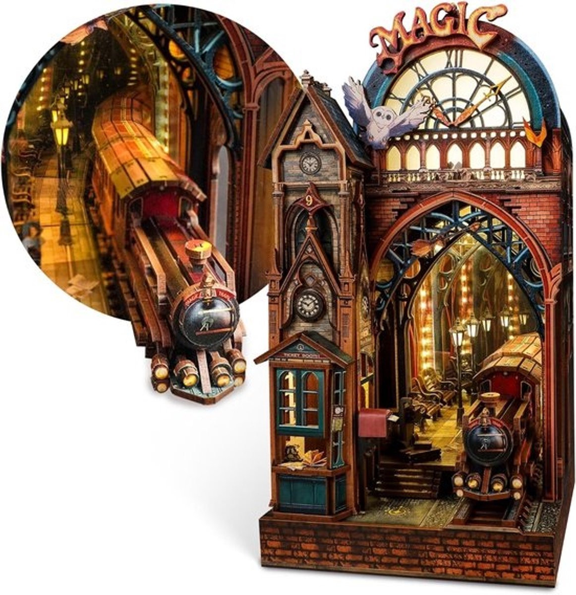 3D Puzzel Huis - Boekenplank Decoratie - Creatief Hobby - Met LED Verlichting - 13 x 26 cm