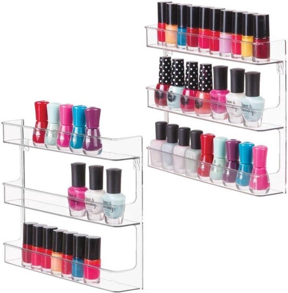 Nagellakrek doorzichtig - Cosmetica organizer - Badkamer opbergen - Wandmontage met 3 etages - 5.1D x 28.1B x 22.3H cm