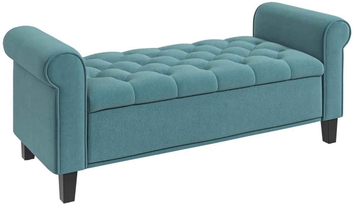 Bankje - Vintage Design - Met Opbergruimte - Fluwelen Look - Groen