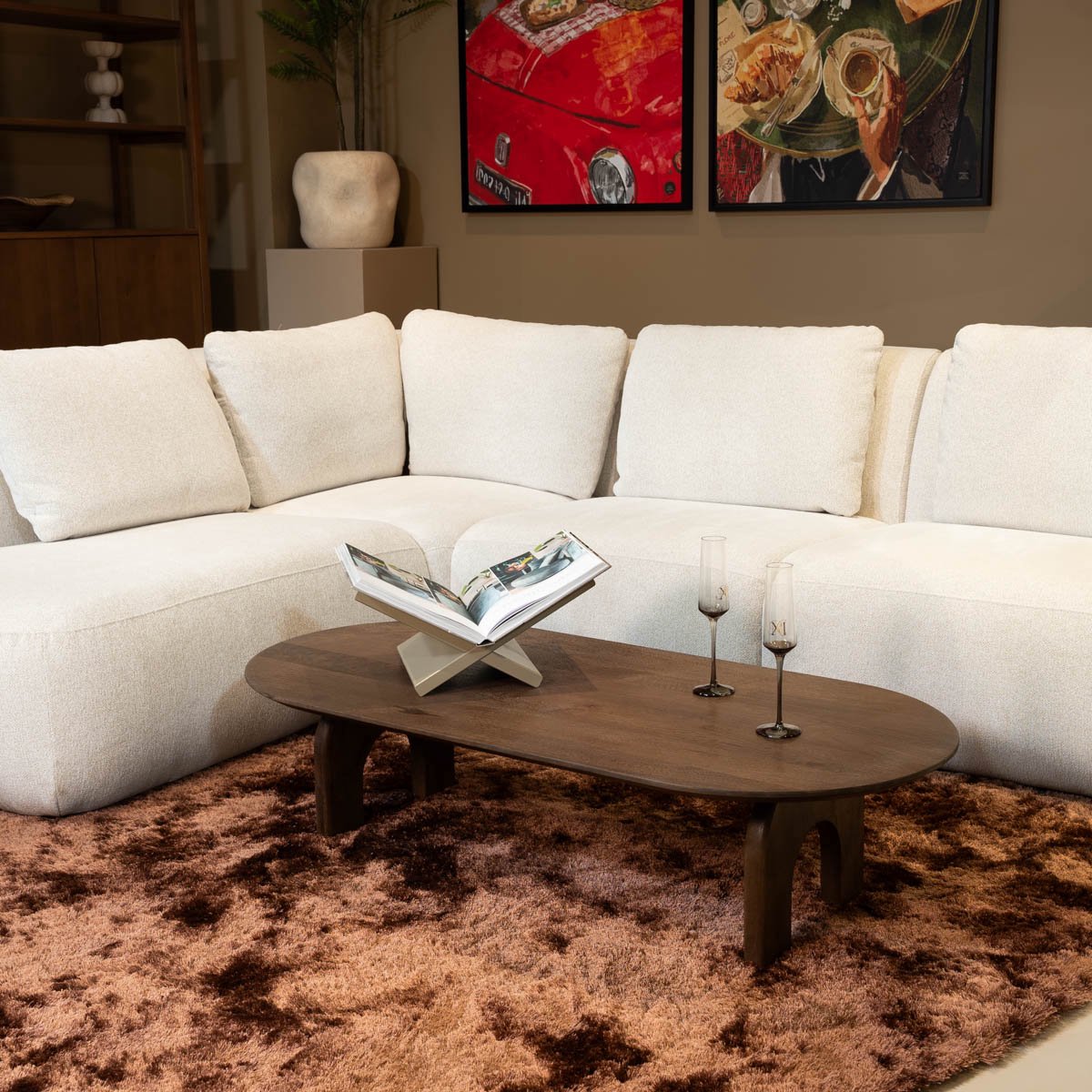 DÉJA Living Salontafel Vantaa - Ovaal - Walnootkleur - 130x60 cm - Mangohout