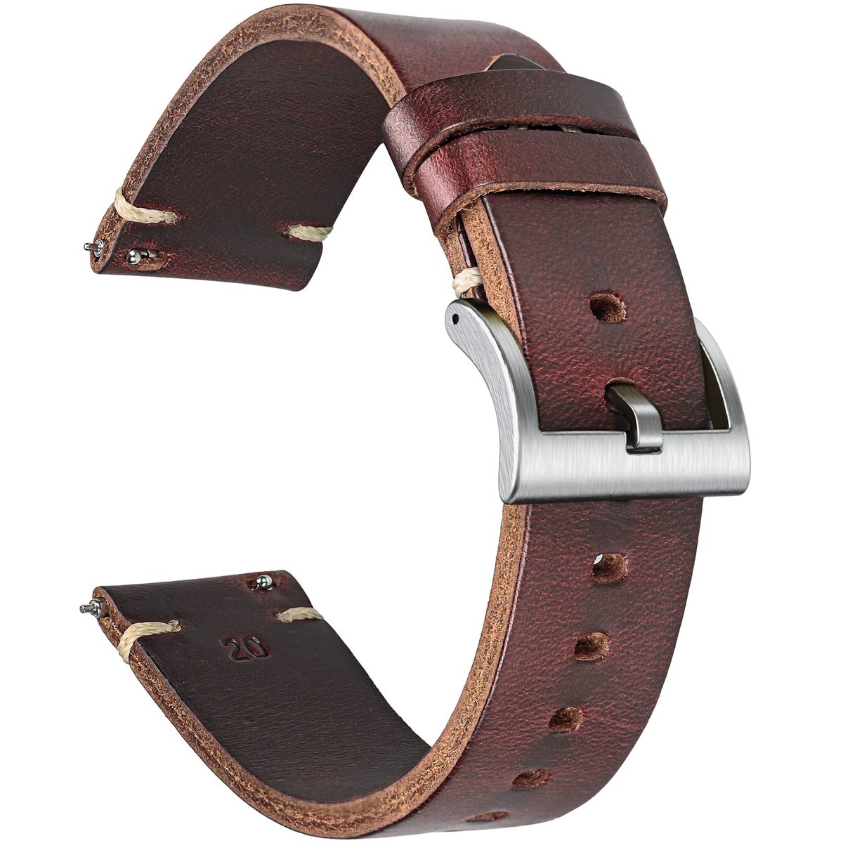 Lederen horlogebanden, Horween lederen horlogebandje voor mannen 18 19 20 21 22 24mm snelsluiting handgemaakte vintage - ShopVlot