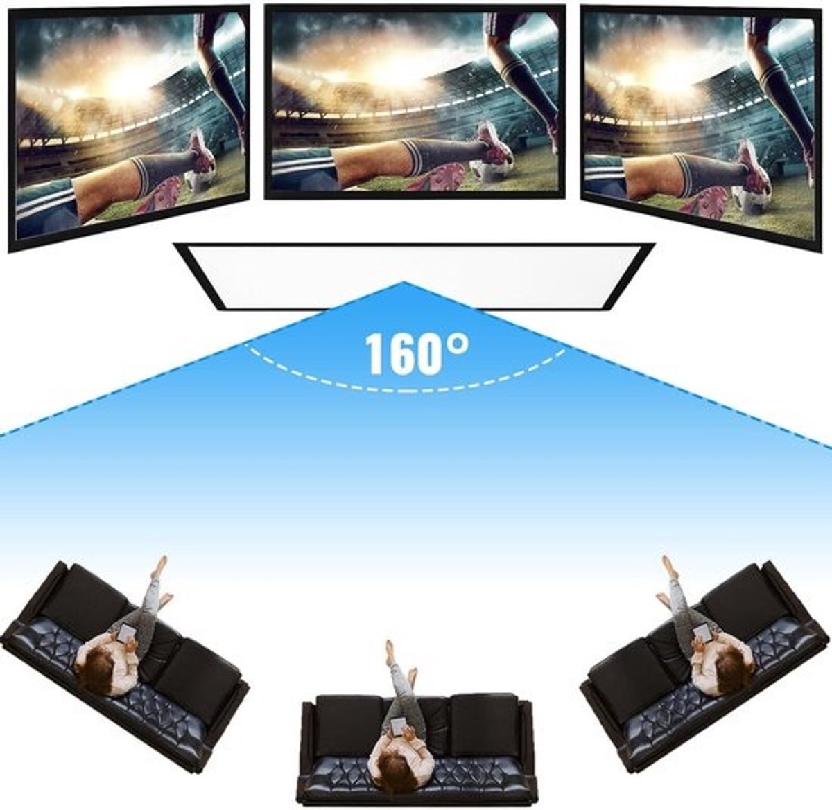 Projectiescherm - Beeld scherm - Thuisbioscoop Creëren - Aluminium Frame - 100 Inch - Wit