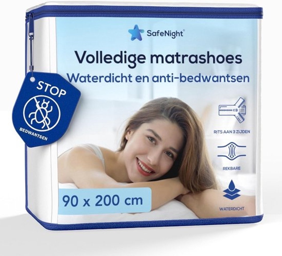 Integrale matrashoes tegen bedwantsen en mites, 90x200 cm, 13-26 cm dik, waterdicht, zacht katoen