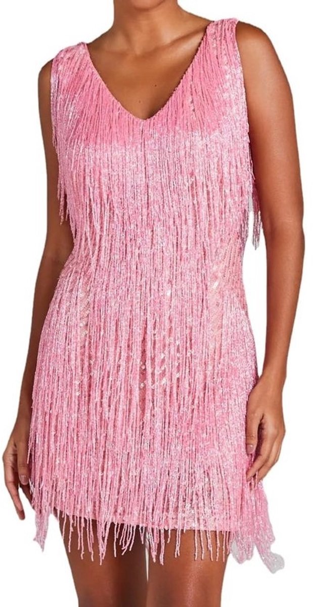 Zomerjurk Dames Sexy Diepe V-hals Blote Rug Fringe Mini Jurk
