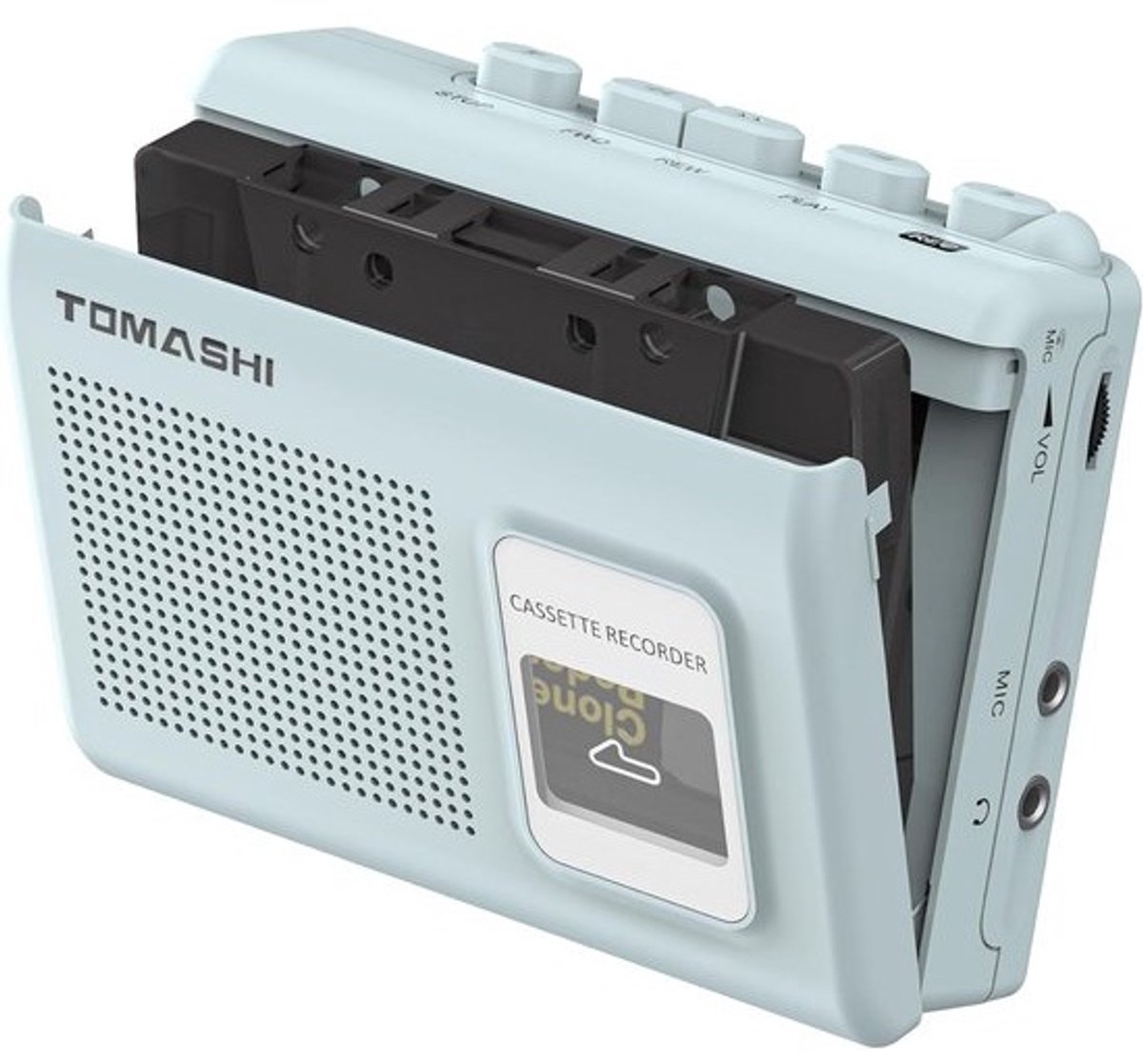 Draagbare Cassettespeler met Ingebouwde Luidspreker, Opnamefunctie en Hoofdtelefoonaansluiting (Blauw)