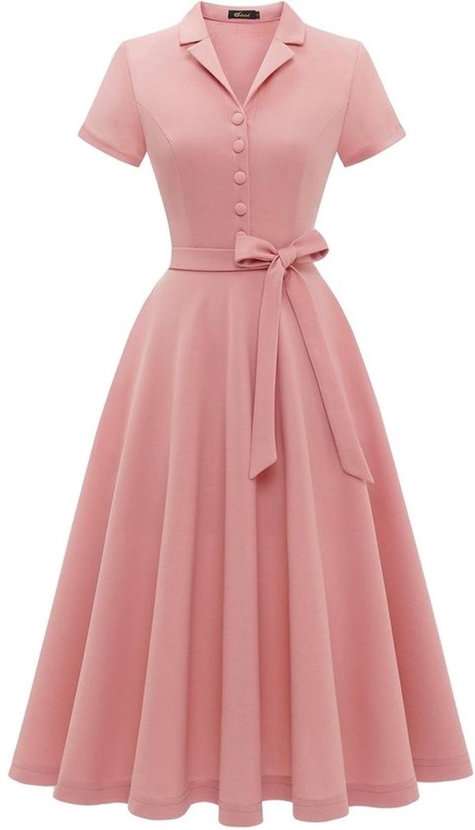 Vintage Cocktailjurk Dames Korte Mouwen Feestjurk Werk en Vrijetijd
