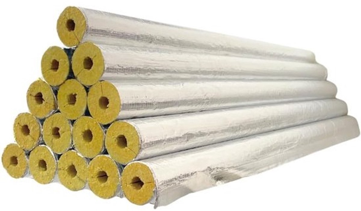 Buisisolatie Steenwol - Isolatiebuizen - Verwarming Isoleren - Aluminium Gelamineerd - 20mm 28mm 1m