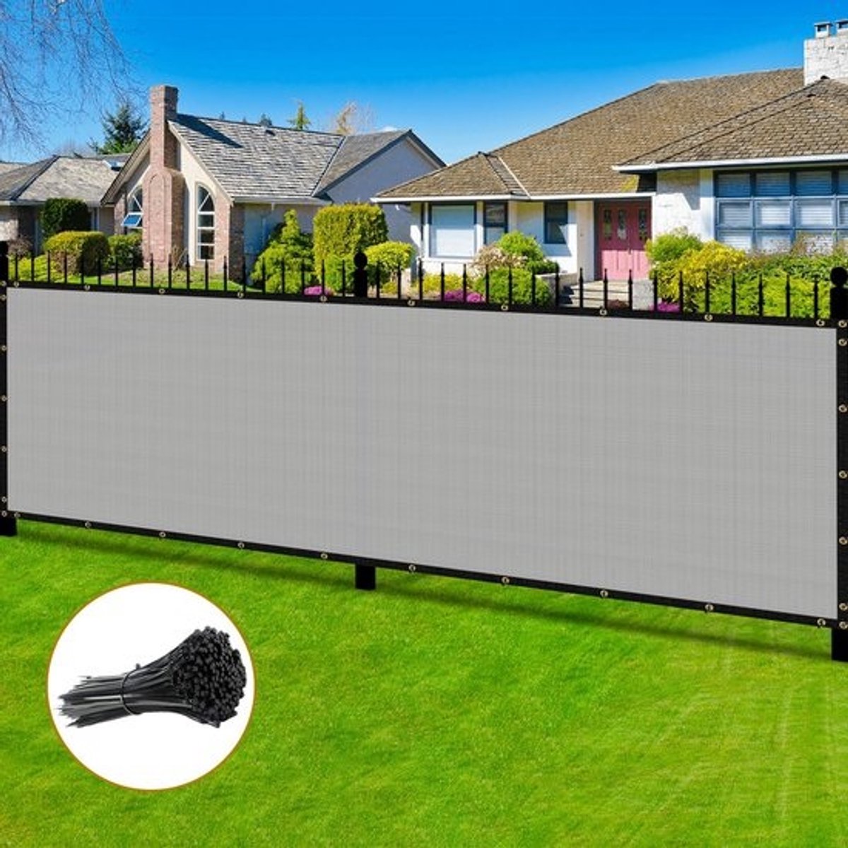 Privacy scherm voor buitenheining 8 x 30 voet grijs