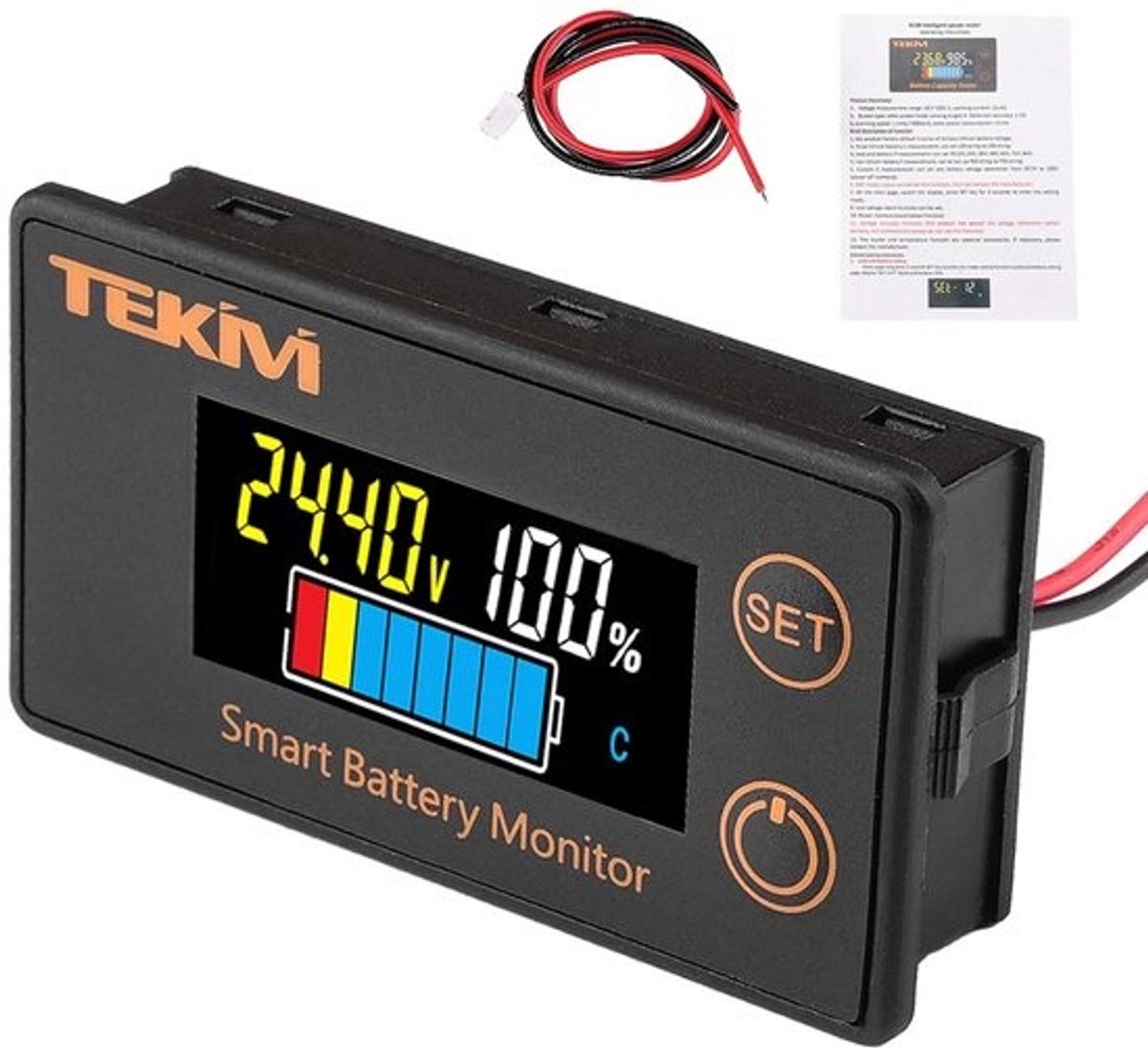Waterdichte Batterij Monitor met Spanningsalarm voor 12V tot 84V Lithium en Loodzuur Accu's