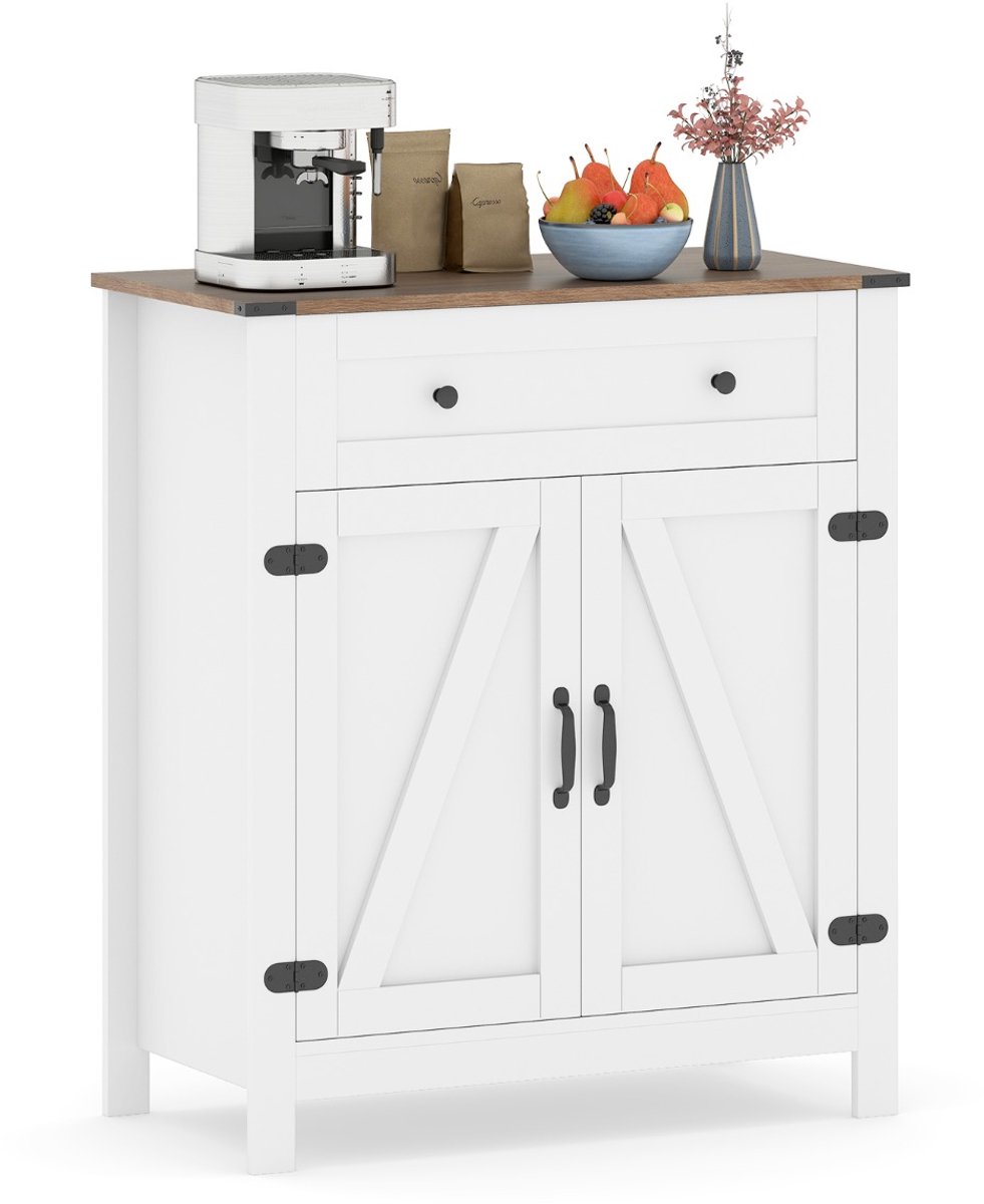 SureDeal® - Keukenkast - Landhuis Buffetkast Keukenkast - Deuren Voorraadkast - Lade - Verstelbare Plank Wit - 80x41x92 cm - Wit