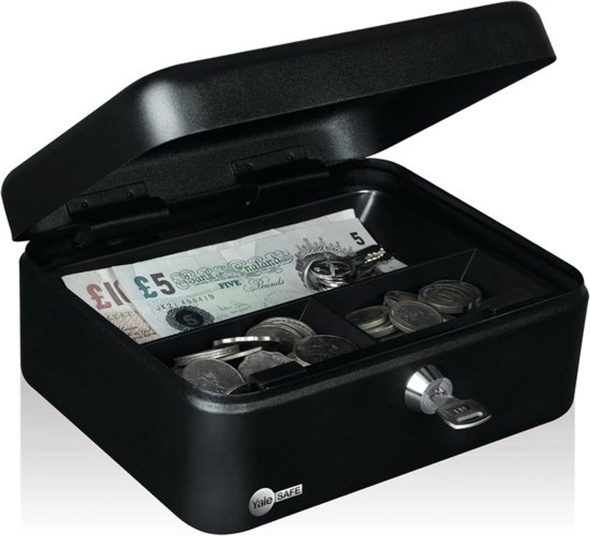 Geldkist - Handige opberger - Geld bewaren - Met uitneembaar vak - 3 liter inhoud - Zwart