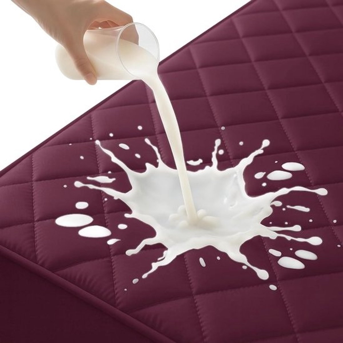 Gewatteerde Matrasbeschermer - Waterdichte Hoes - Matras Beschermen - Diepe Zakken Tot 30cm - 140x200cm - Bordeauxrood
